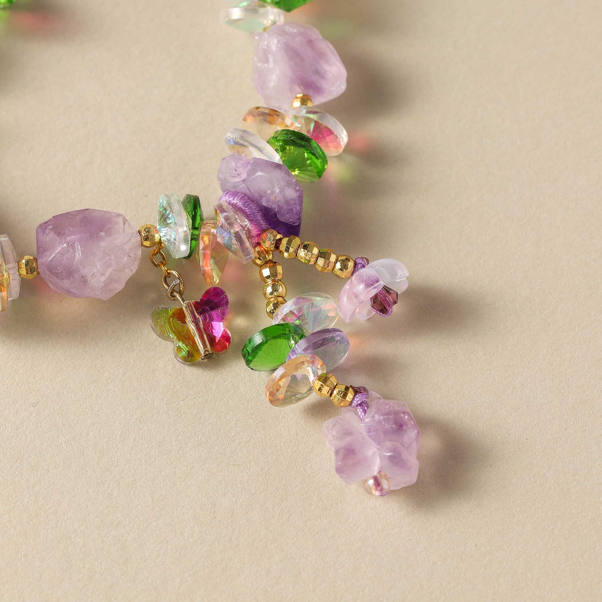 Lavender Aura – Amethyst & Glass Bead Bracelet