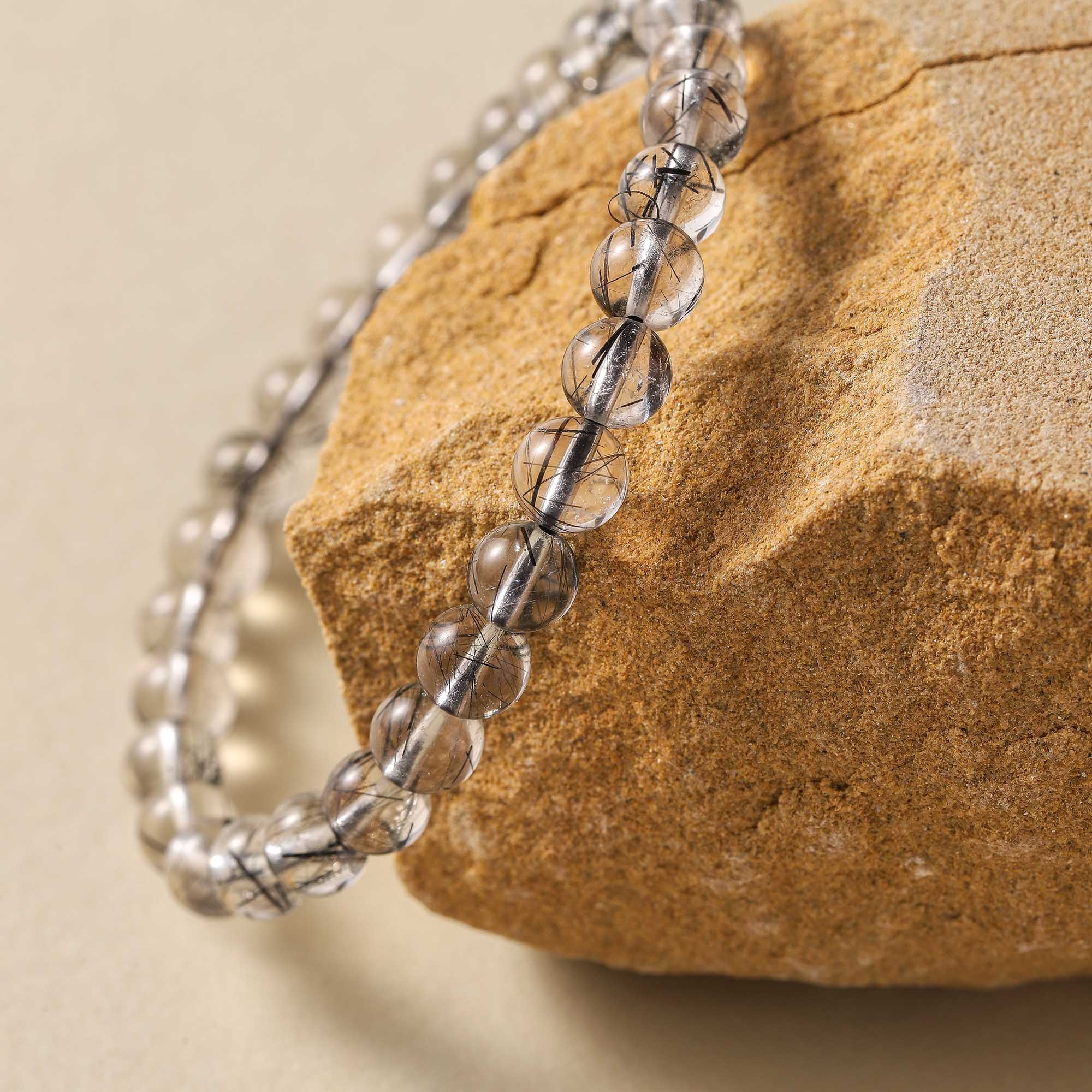Stellar Shadow – Black Rutilated Quartz Bracelet