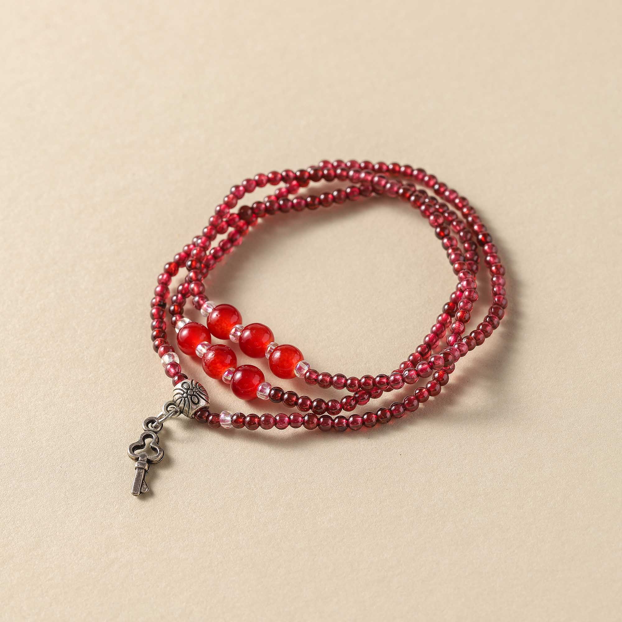 Key of Shadow — Garnet & Red Agate Multi-Layer Bracelet