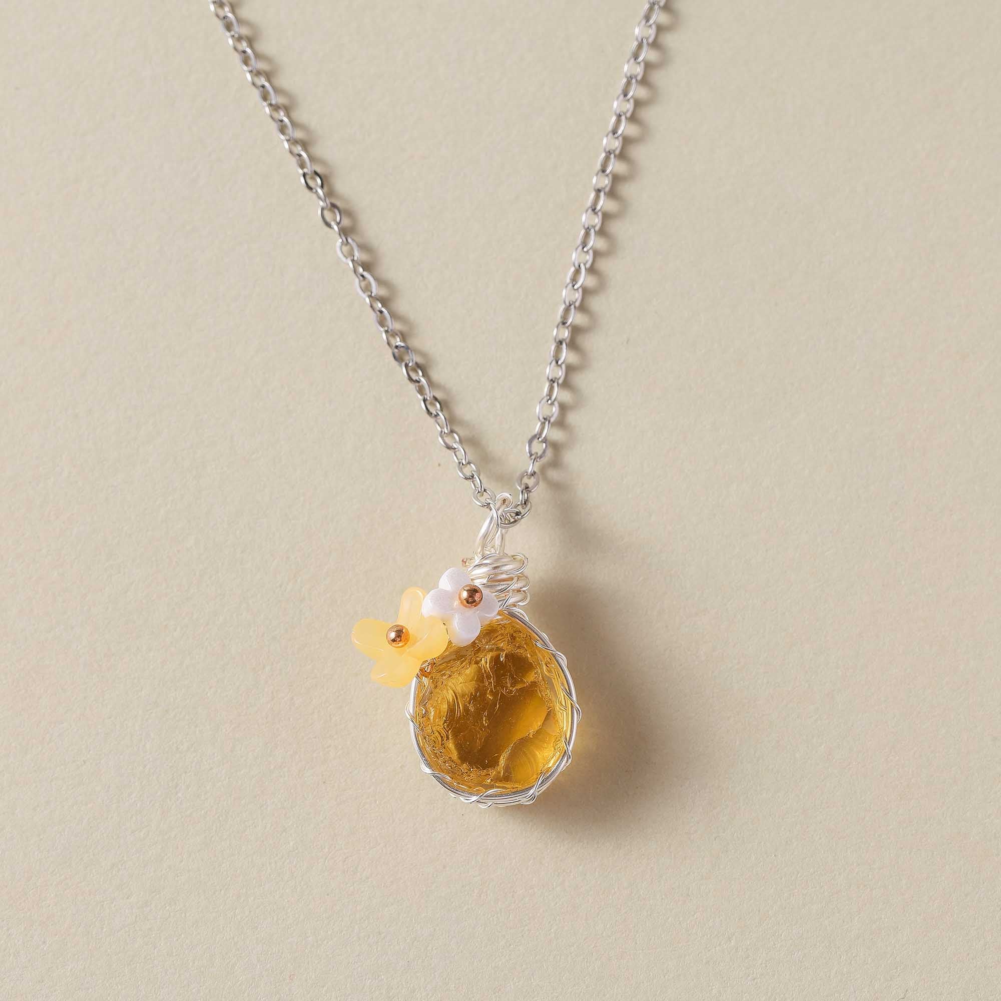 Golden Dawn – Natural Citrine Floral Necklace