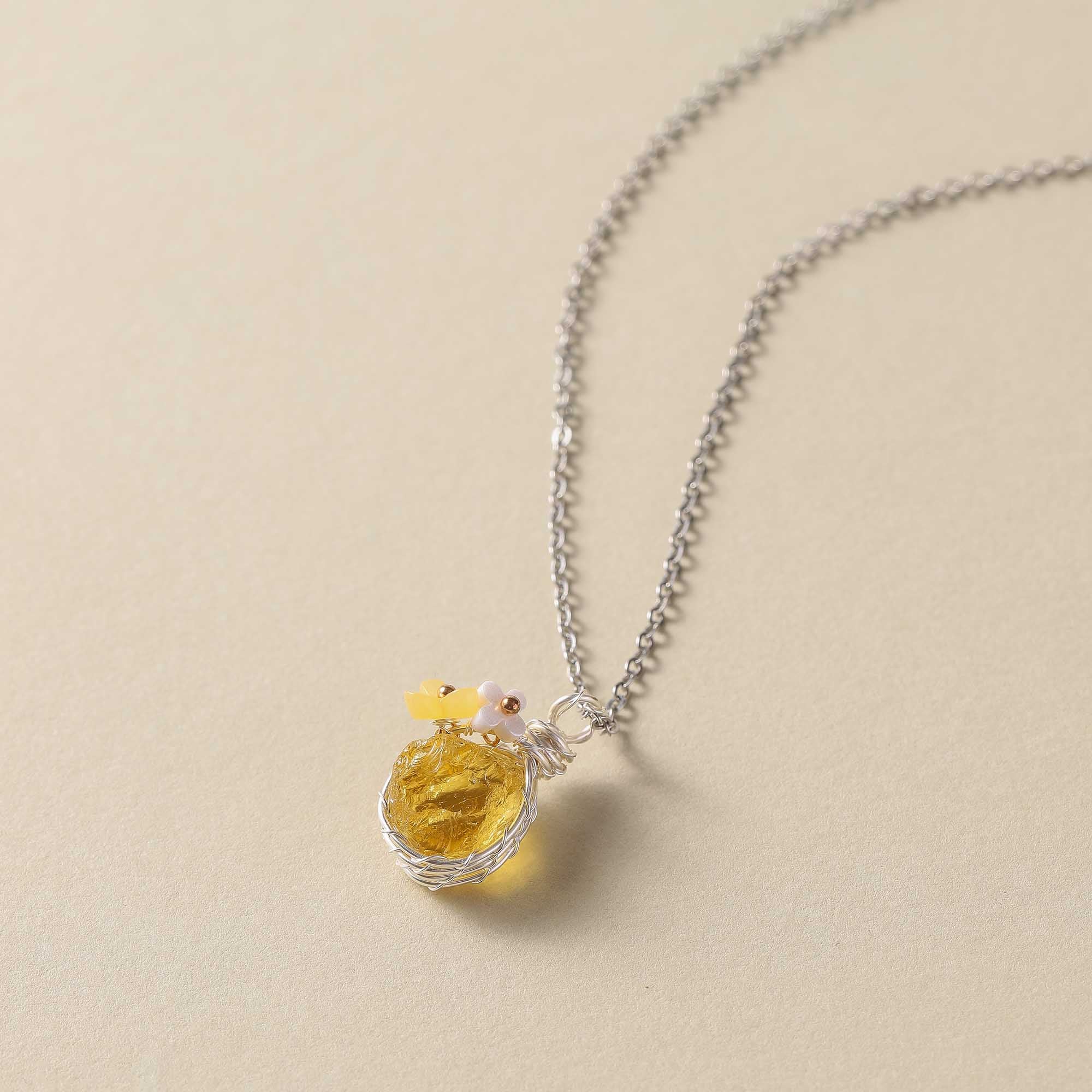 Golden Dawn – Natural Citrine Floral Necklace