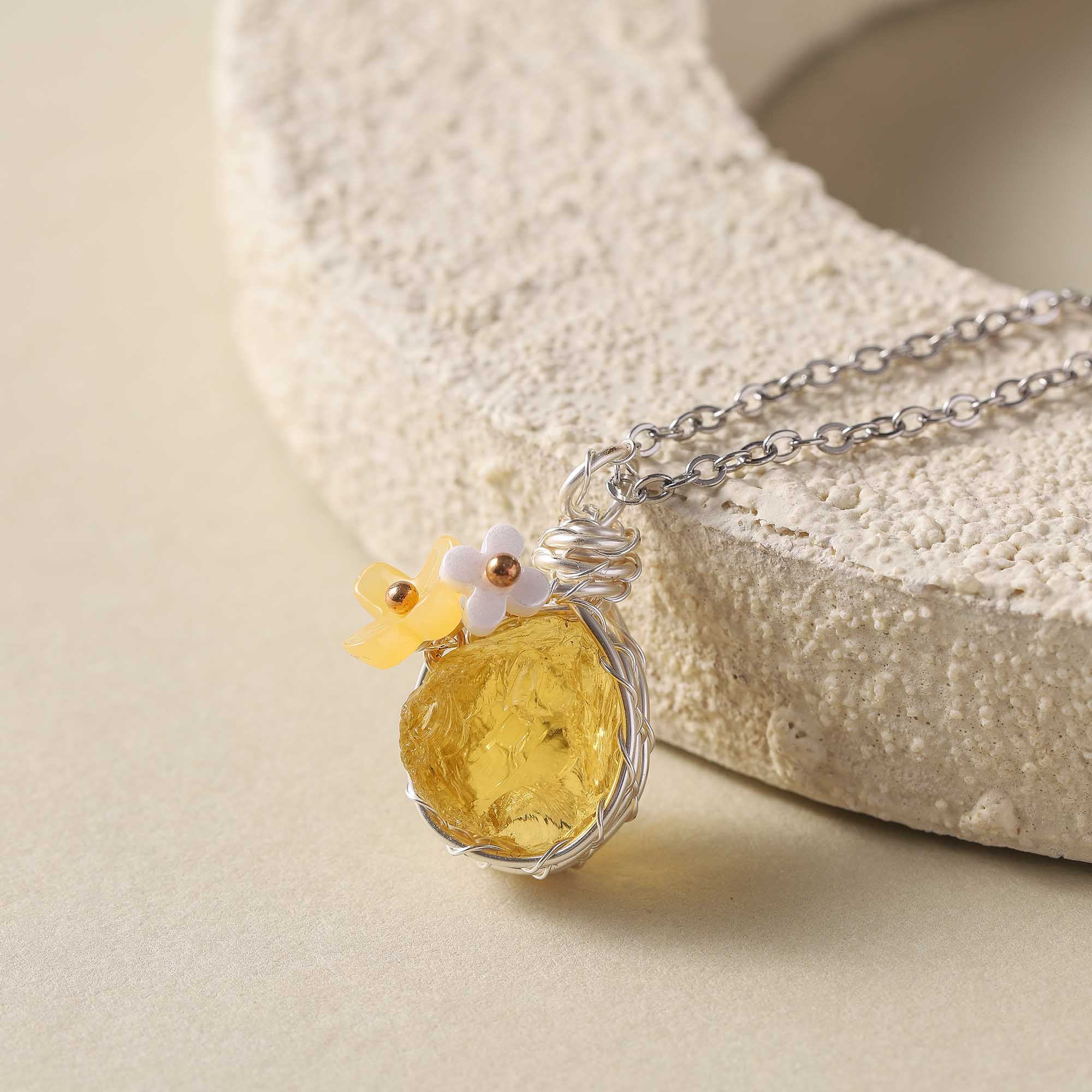 Golden Dawn – Natural Citrine Floral Necklace
