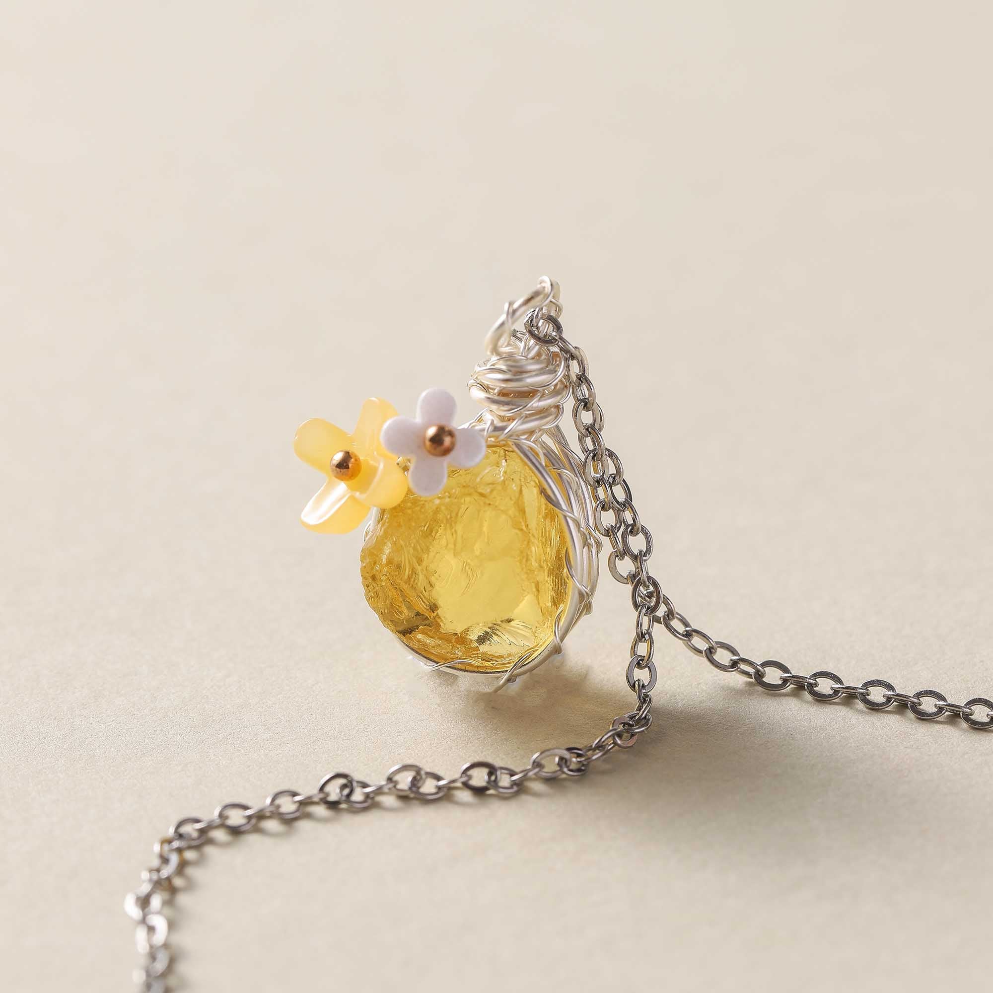 Golden Dawn – Natural Citrine Floral Necklace