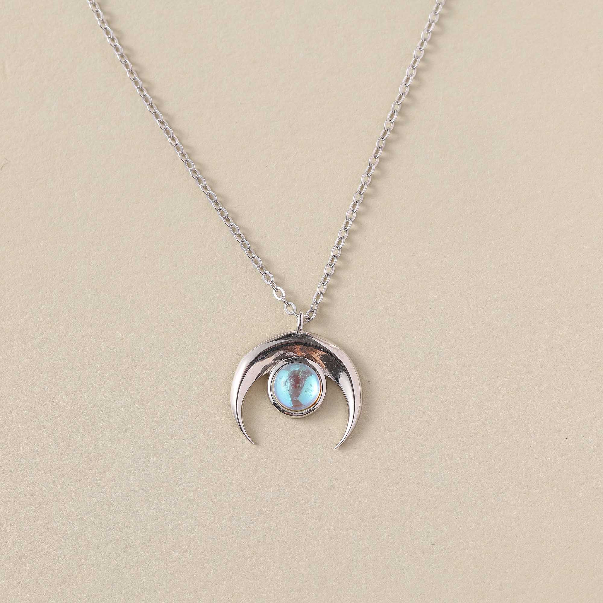 Celestial Crescent – Moonstone Crescent Pendant Necklace