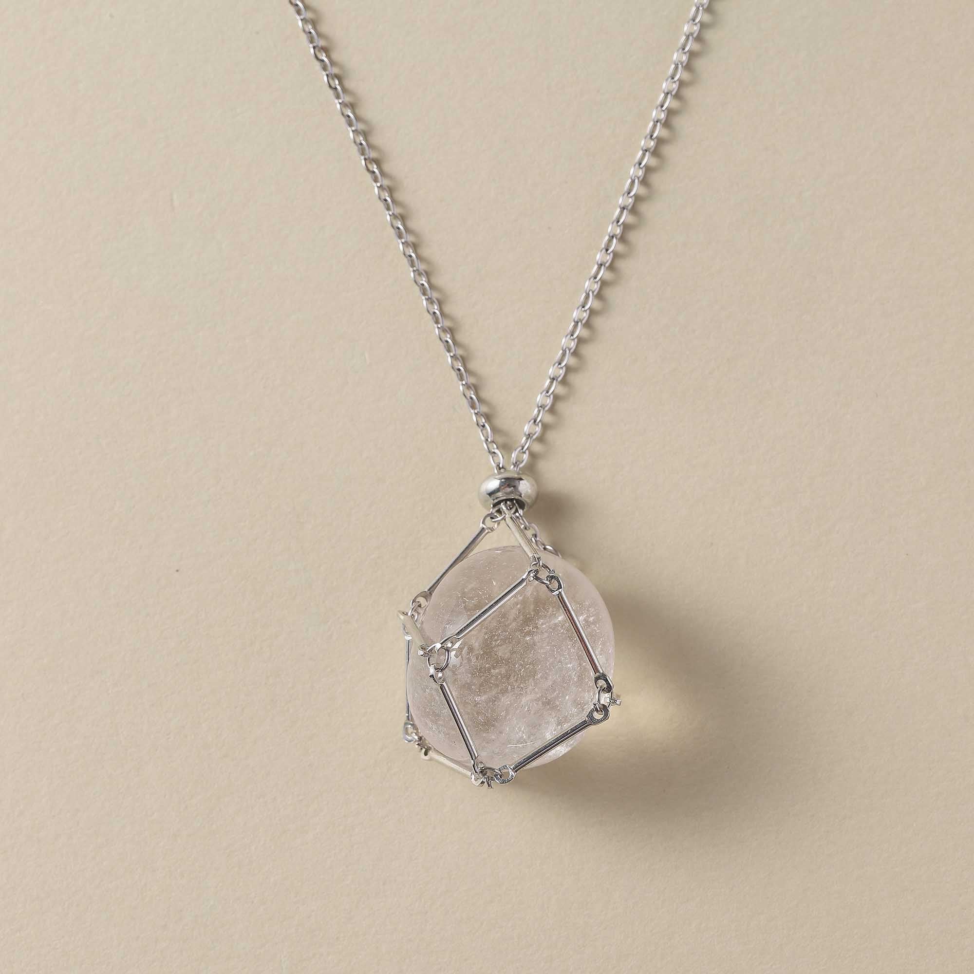 Starlight Vigil – Clear Quartz Cage Necklace