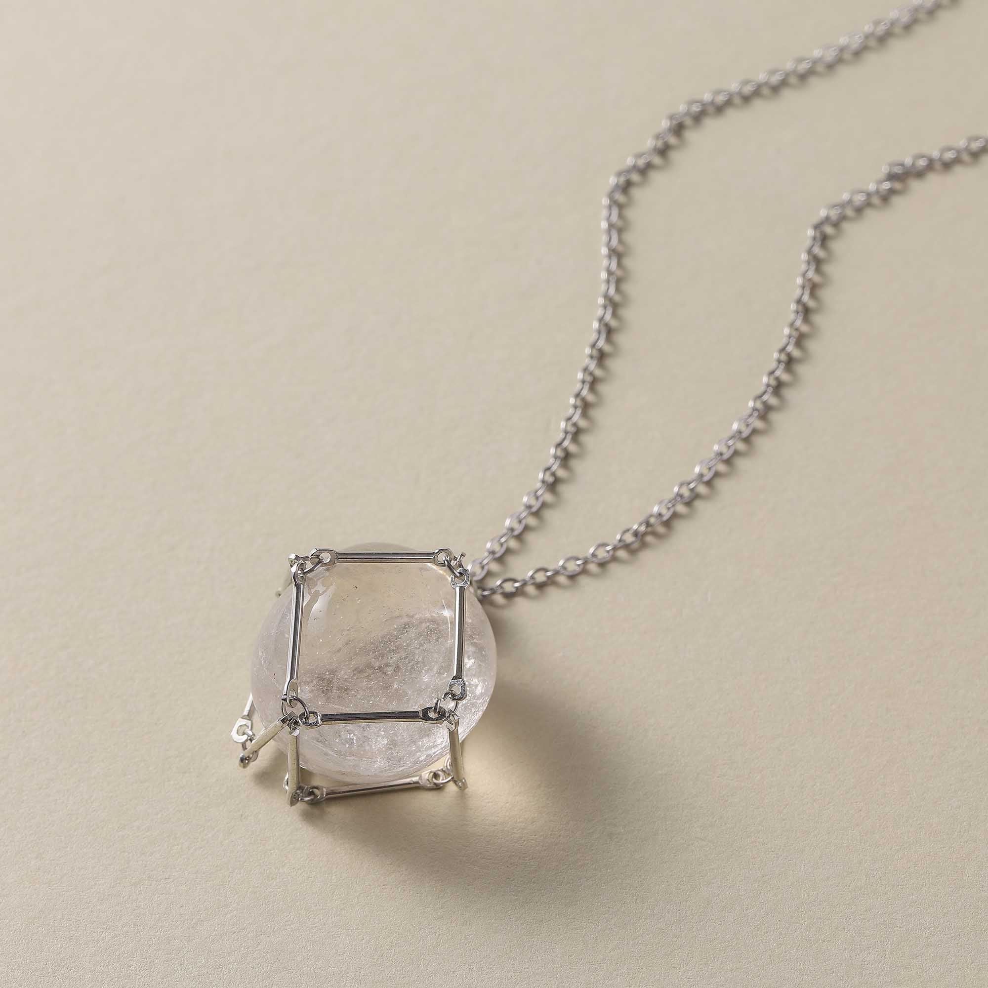 Starlight Vigil – Clear Quartz Cage Necklace