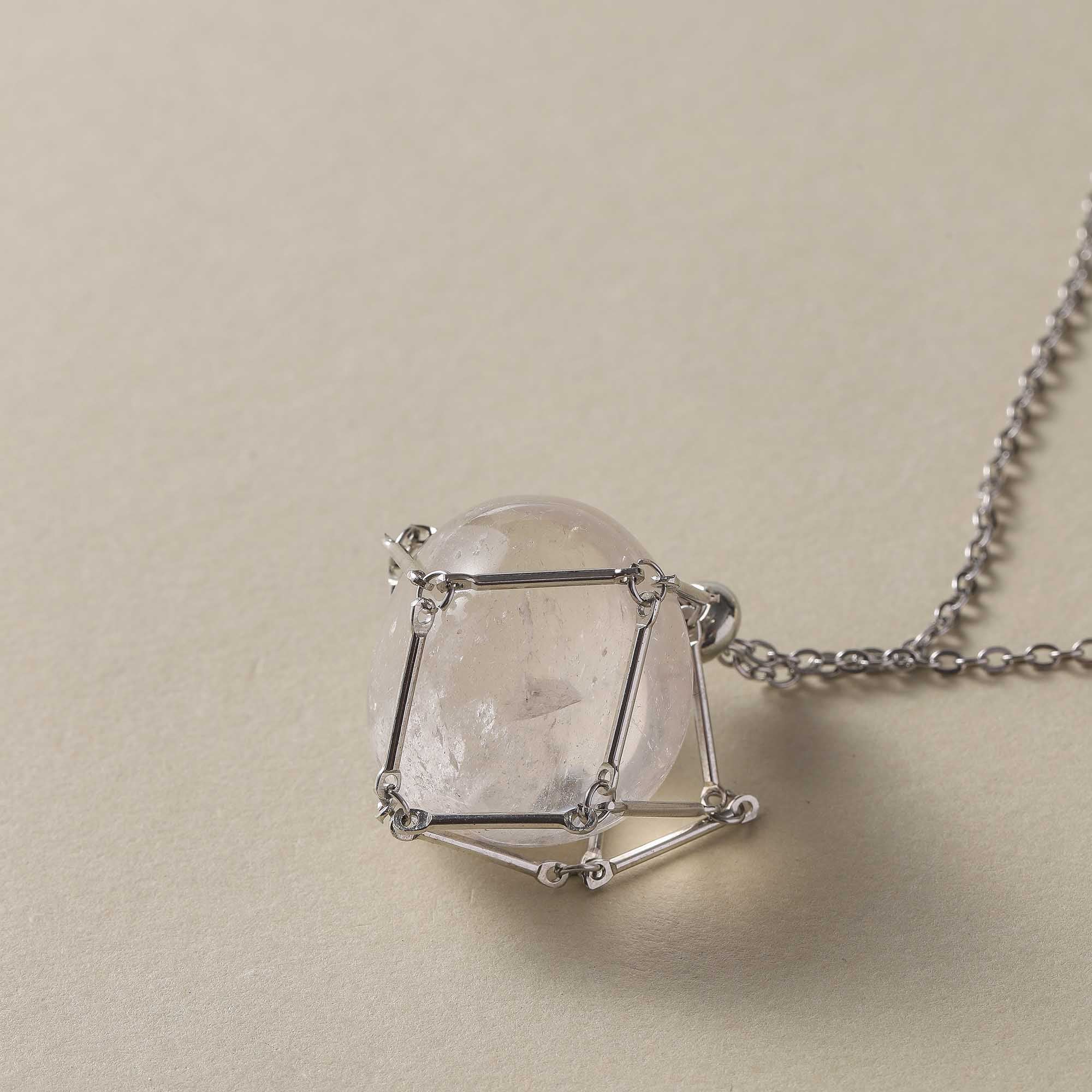 Starlight Vigil – Clear Quartz Cage Necklace